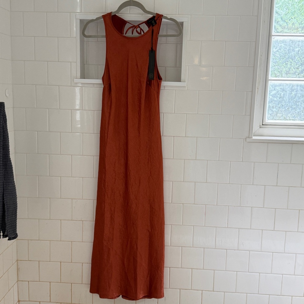 House of Harlow 1960 Rust Copper Silky Slip Dress